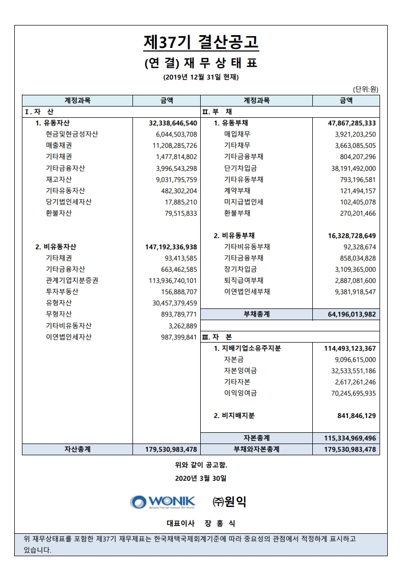 (제37기) 결산공고(연결) _ 20200330.jpg